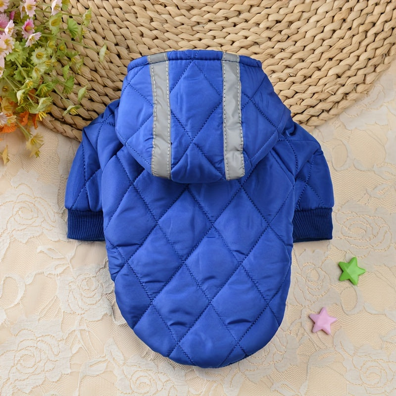 Pet Dog Winter Jacket, Thickened Dog Clothes, Reflective Strip Safety Design, with Hat and Safety Leash Ring, Winter/Autumn Jacket for Small and Toy Dogs, Suitable for Pet Clothes for Yorkshire Terrier, Maltese, Pomeranian, P
