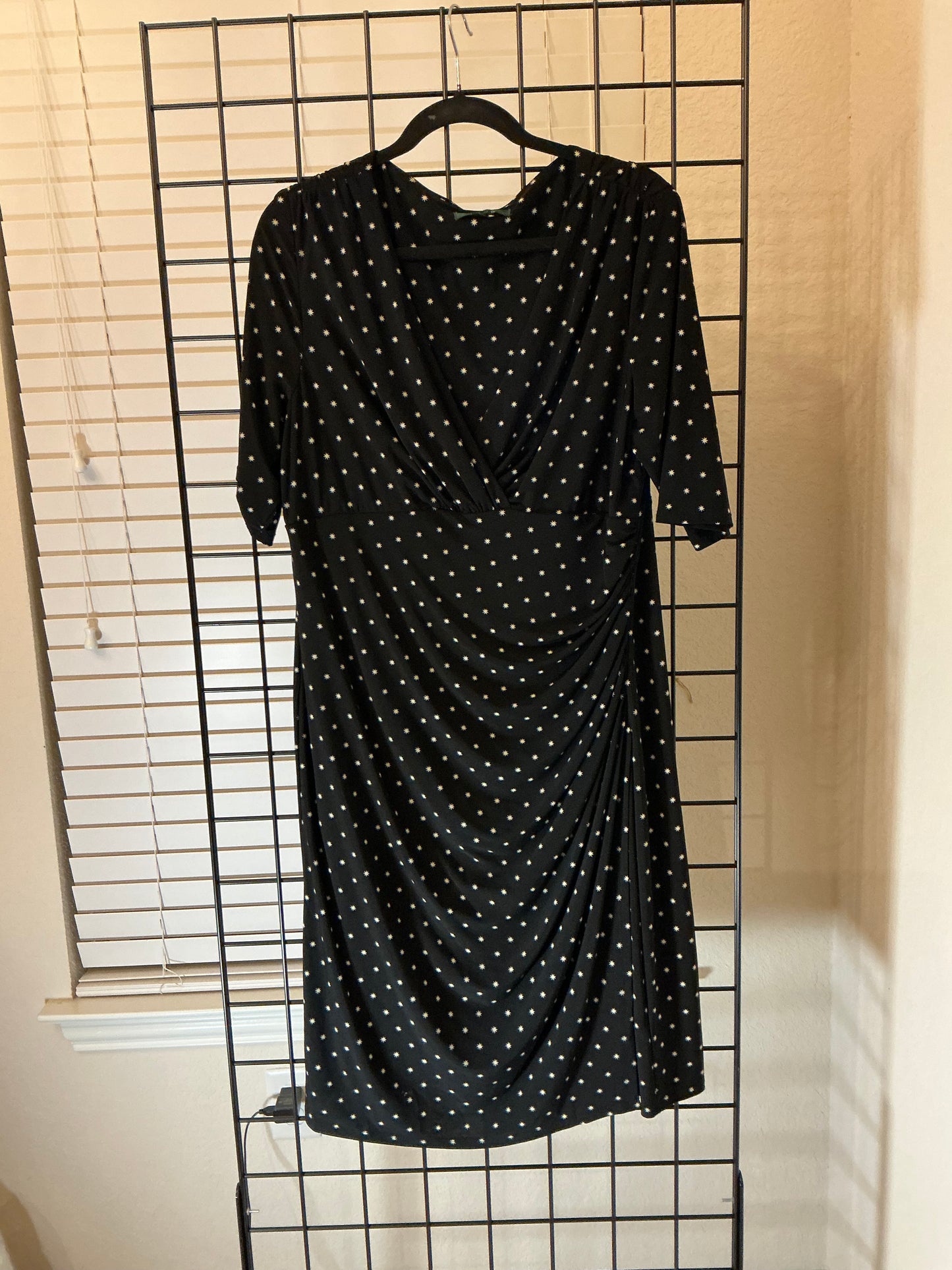 Lauren Ralph Lauren Black & White Starburst Print Wrap Dress