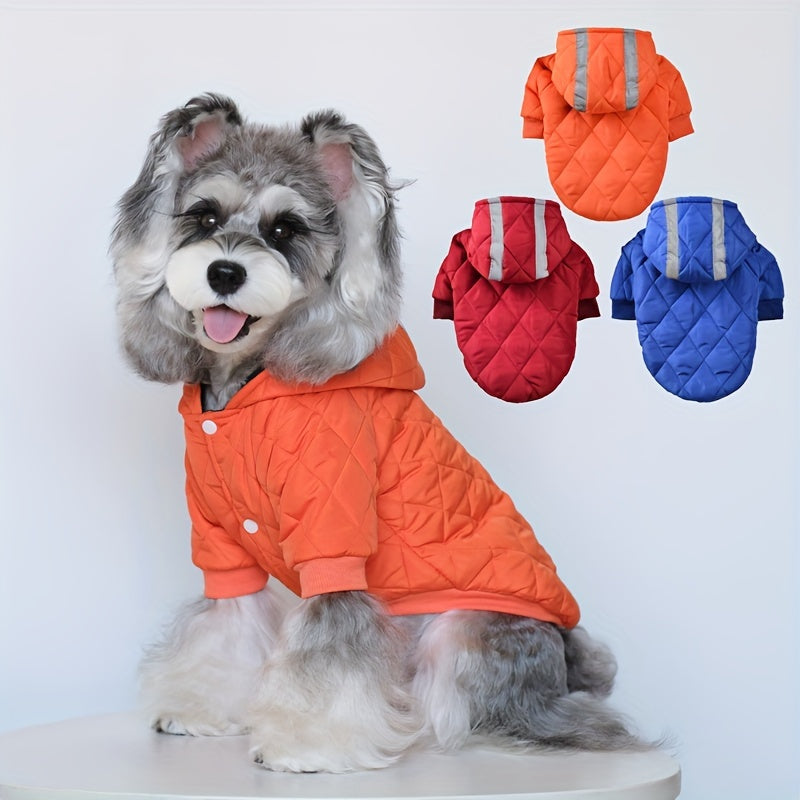 Pet Dog Winter Jacket, Thickened Dog Clothes, Reflective Strip Safety Design, with Hat and Safety Leash Ring, Winter/Autumn Jacket for Small and Toy Dogs, Suitable for Pet Clothes for Yorkshire Terrier, Maltese, Pomeranian, P