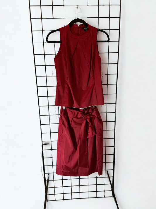 ETCETERA Burgundy Belted Sheath 2 PEICE– Size 0 NWT