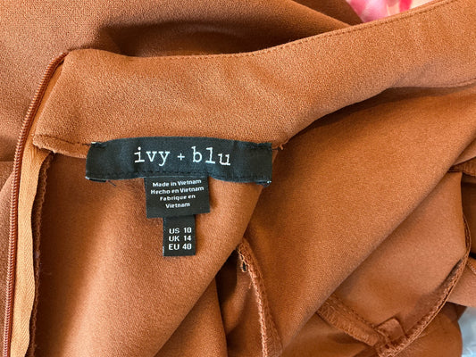Ivy + Blu Rust Mock Neck Midi Dress – Size 10