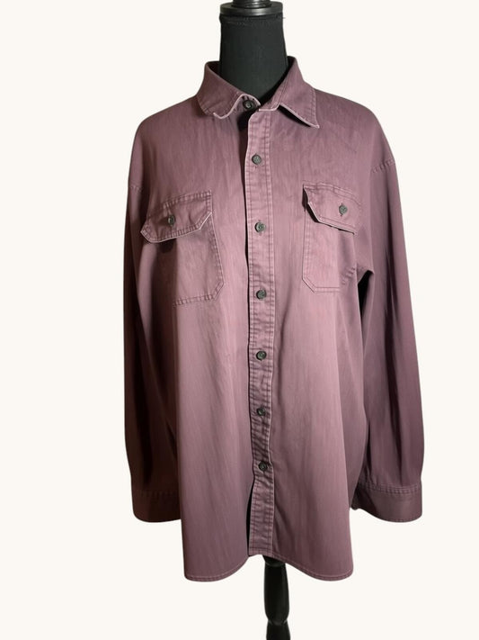 Wrangler Men's Mauve Button-Up Shirt with Chest Pockets