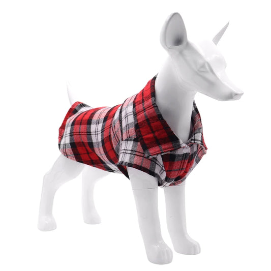 British Style Dog Clothes Summer Pet Plaid Shirt Lapel Coat Cat Jacket Clothes Costume Puppy Kitten Top Apparel