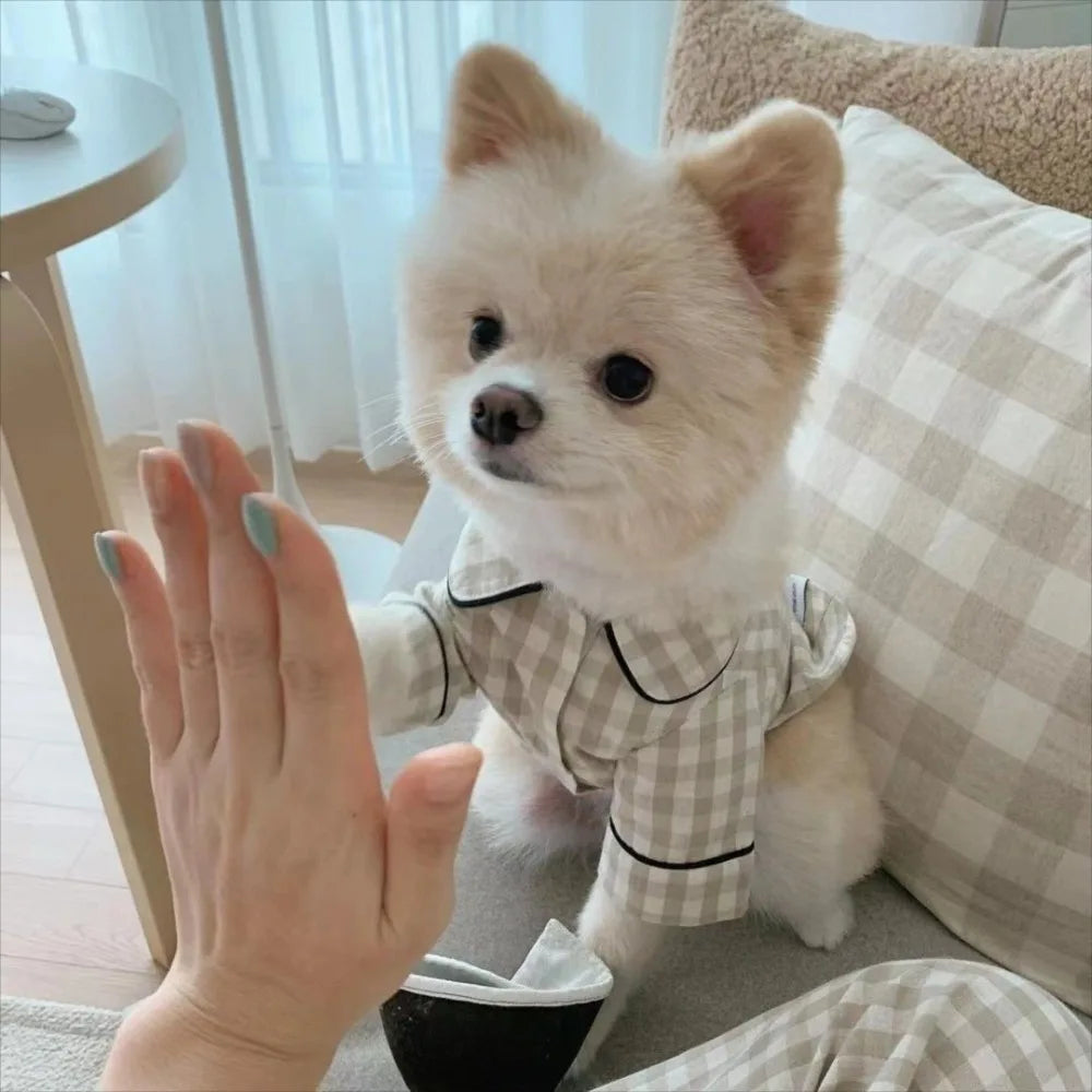 Pet Decoration Comfortable Ins Plaid Shirts Pet Clothing Elegant Cute Dogs Pajamas Fashion Costume Cat Dog Clothes Proposal