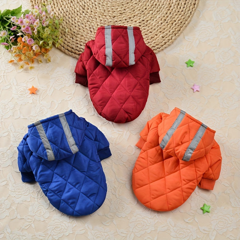 Pet Dog Winter Jacket, Thickened Dog Clothes, Reflective Strip Safety Design, with Hat and Safety Leash Ring, Winter/Autumn Jacket for Small and Toy Dogs, Suitable for Pet Clothes for Yorkshire Terrier, Maltese, Pomeranian, P