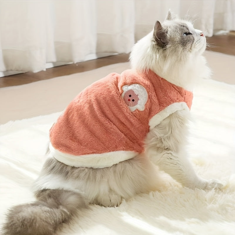 Cozy Plush Pet Winter Vest - Anti-Shedding, Warm Knit Sweater with Cute Animal Patches, Machine Washable, Ideal for Small to Large Breeds, Pet Winter Wear | Stylish Pet Sweater | Pet Clothes, Dog Winter Clothes