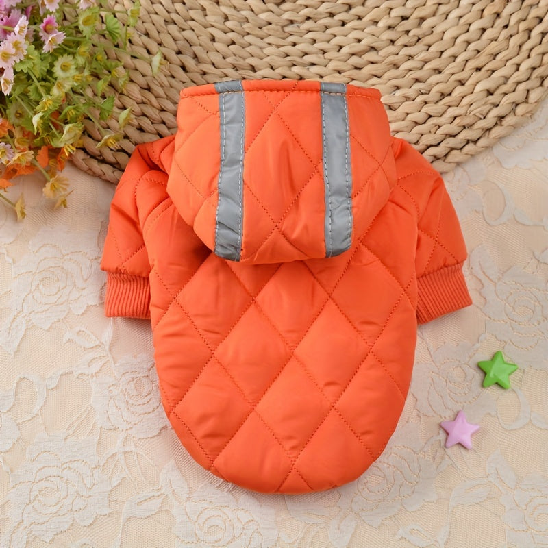 Pet Dog Winter Jacket, Thickened Dog Clothes, Reflective Strip Safety Design, with Hat and Safety Leash Ring, Winter/Autumn Jacket for Small and Toy Dogs, Suitable for Pet Clothes for Yorkshire Terrier, Maltese, Pomeranian, P