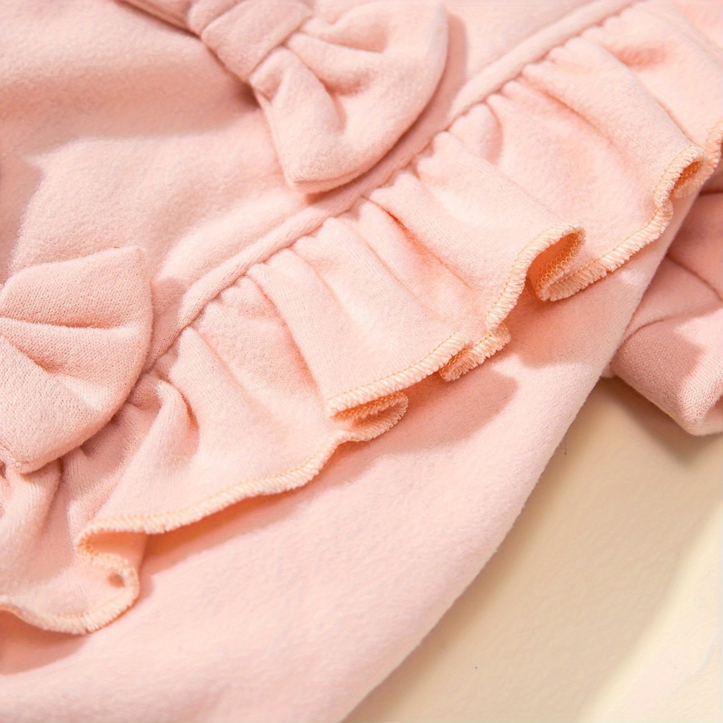 Cute Dog Pajamas Bodysuits with 3D Bow Ruffled Four-Legged Warm Pet Clothes for Small and Medium Dog