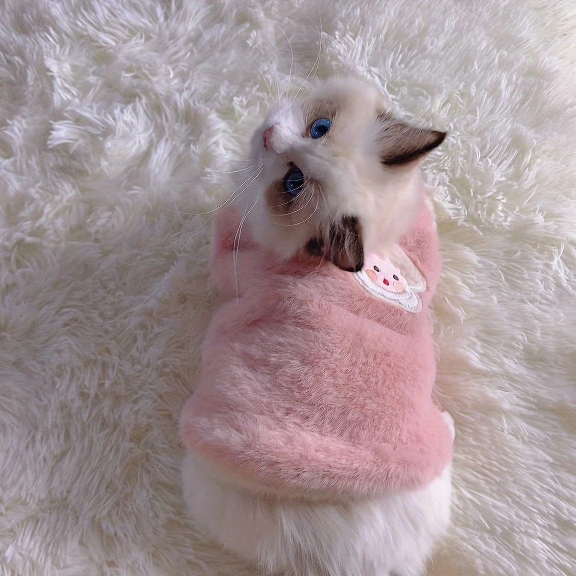 Cozy Plush Pet Winter Vest - Anti-Shedding, Warm Knit Sweater with Cute Animal Patches, Machine Washable, Ideal for Small to Large Breeds, Pet Winter Wear | Stylish Pet Sweater | Pet Clothes, Dog Winter Clothes