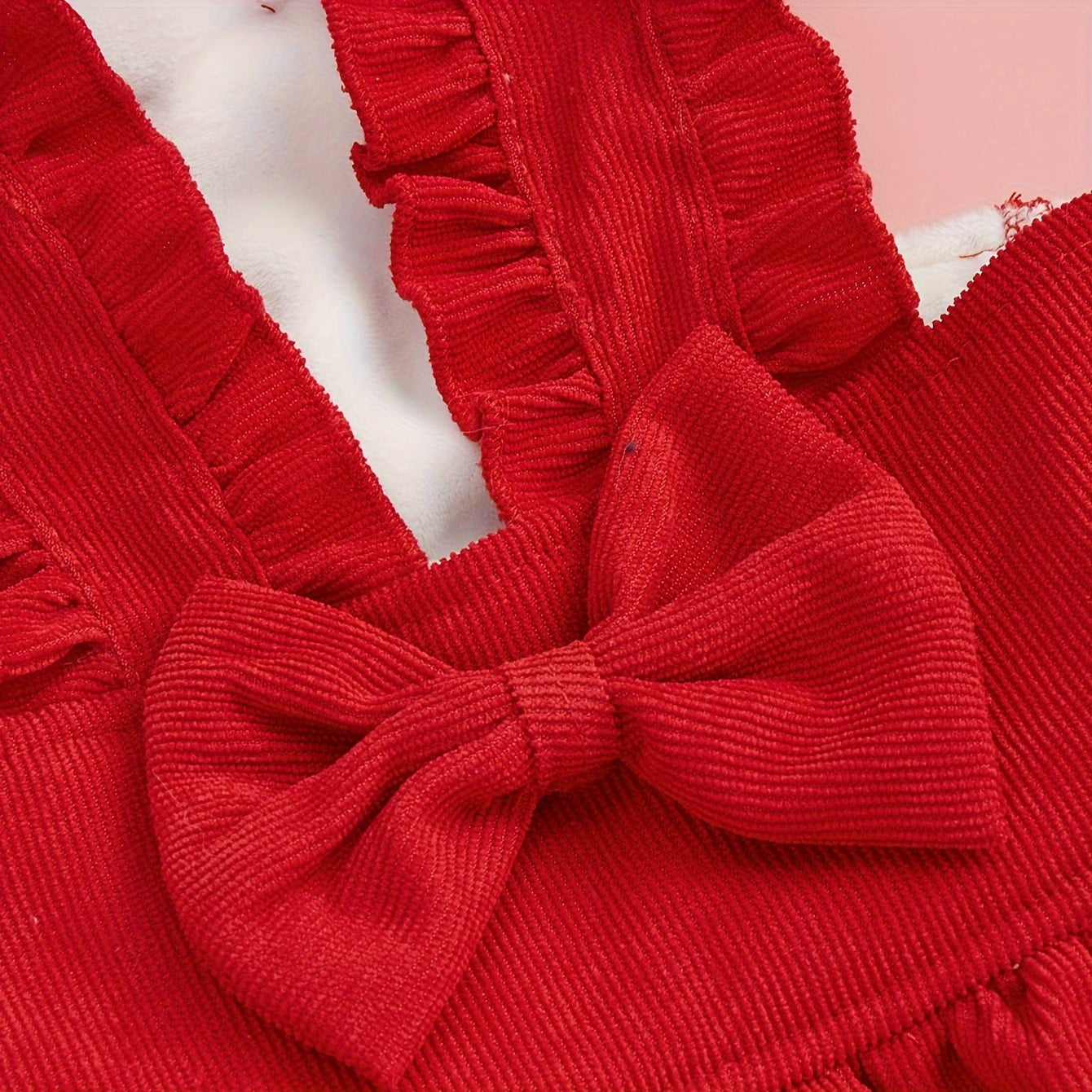 One Pet Clothes Autumn and Winter Velvet Red Corduroy Bow Dress with Hairpin Suggested to Buy One Size Up