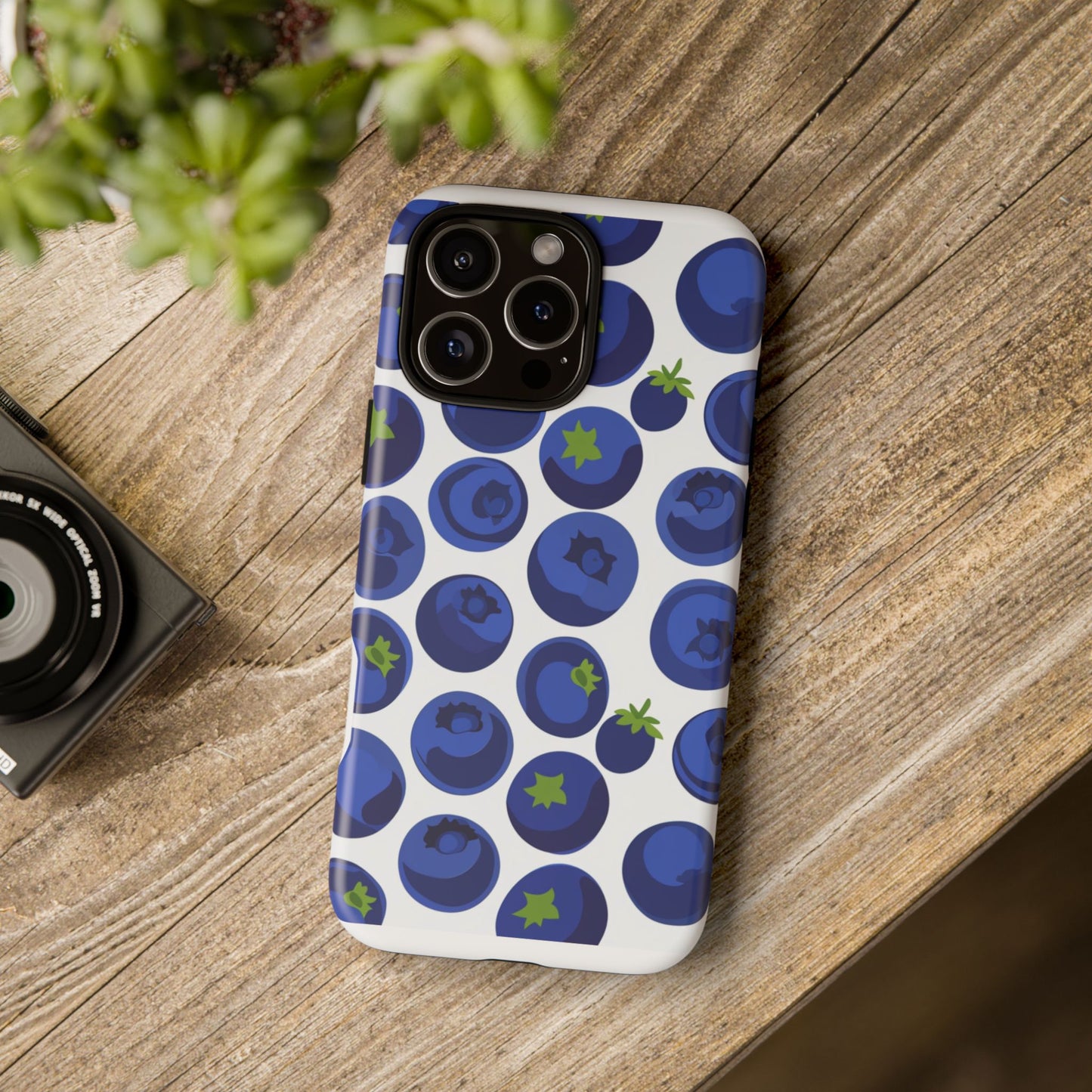 Blueberry Pattern Phone Case, Tough Cases, Fruit Phone Cover, Floral Phone Accessory, Nature Lover Gift, Stylish Tech Decor