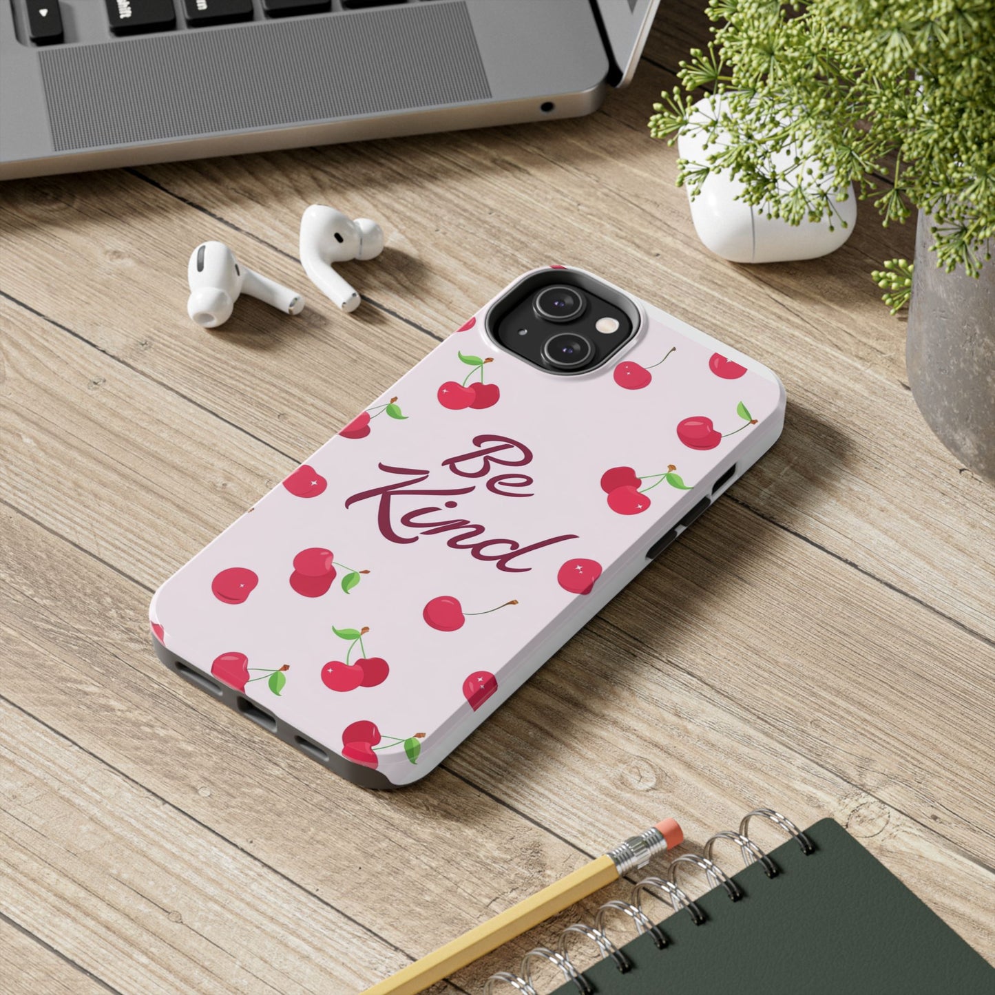 Cherry Blossom Tough Phone Case - "Be Kind" Design, Cute Phone Cover, Eco-Friendly Case, Gift for Friends, Positive Vibes