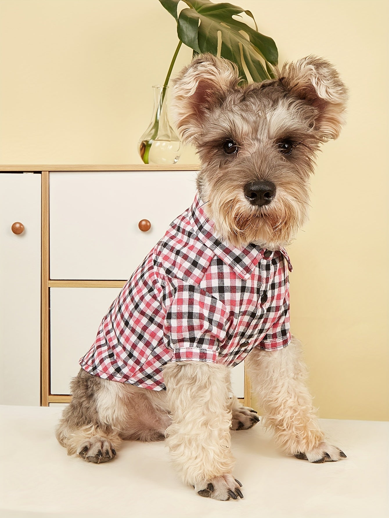 1pc Pet Clothes, Dog Plaid Shirt, Pet Jacket, Puppy Coat, Pet Button Shirt