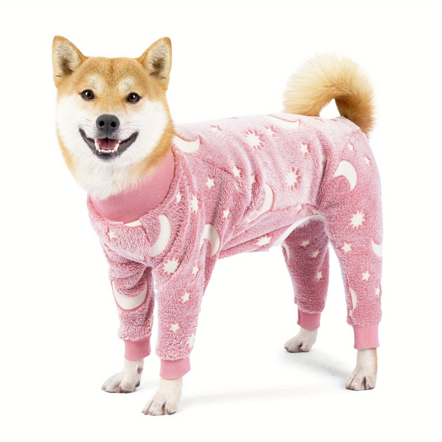 [One-piece Warm Pet Flannel Pajamas] Pet Flannel Pet Pajamas For Medium Large Dogs Soft Winter Warm Dog Hoodie One-piece Warm Pet Clothes Fur Proof Bulldog Clothes S-XXL