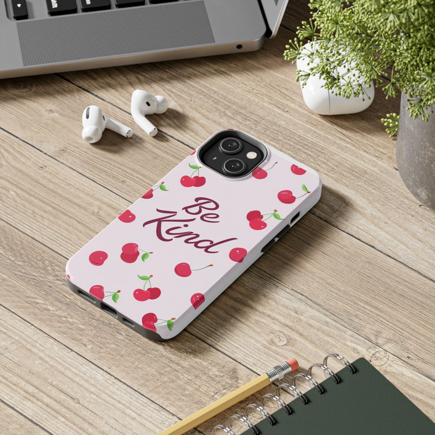 Cherry Blossom Tough Phone Case - "Be Kind" Design, Cute Phone Cover, Eco-Friendly Case, Gift for Friends, Positive Vibes