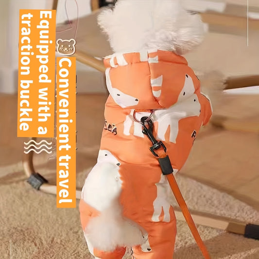 Thickened Waterproof Polar Bear Dog Coat, Knitted Teddy Winter Pet Clothes, Easy Wear and Remove for Small to Large Breeds