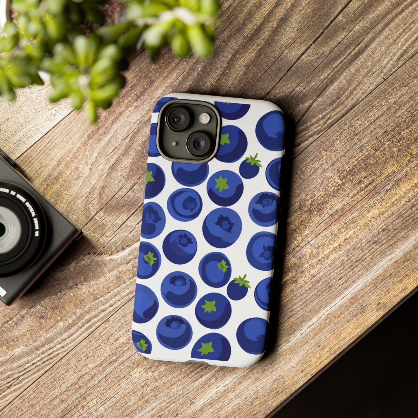Blueberry Pattern Phone Case, Tough Cases, Fruit Phone Cover, Floral Phone Accessory, Nature Lover Gift, Stylish Tech Decor