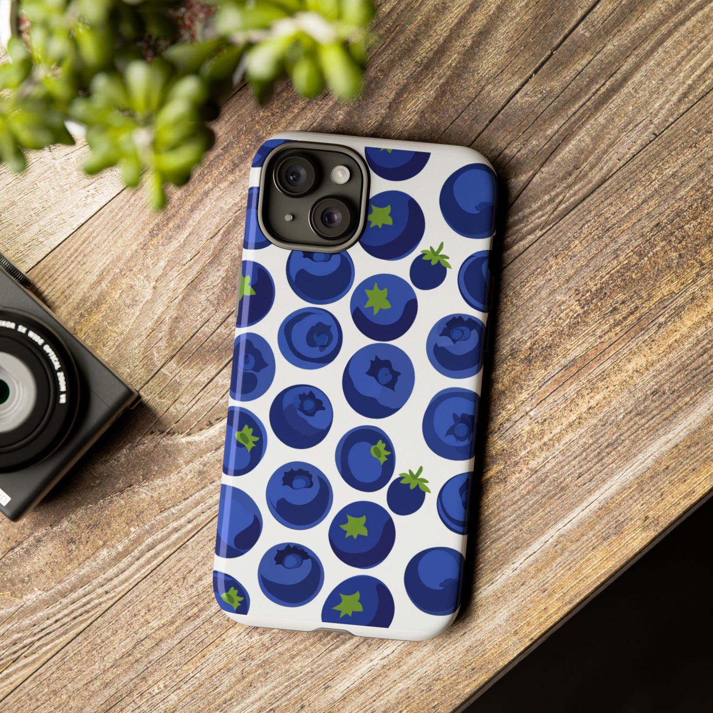 Blueberry Pattern Phone Case, Tough Cases, Fruit Phone Cover, Floral Phone Accessory, Nature Lover Gift, Stylish Tech Decor