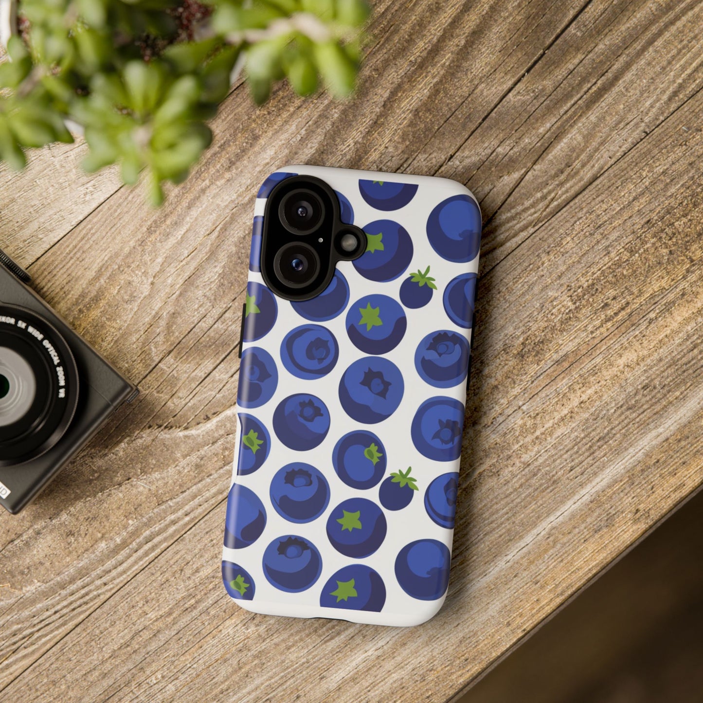 Blueberry Pattern Phone Case, Tough Cases, Fruit Phone Cover, Floral Phone Accessory, Nature Lover Gift, Stylish Tech Decor