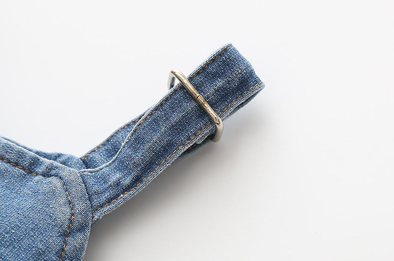 Adjustable Denim Jumpsuit for French Bulldogs - Stylish Pet Clothes for All Seasons