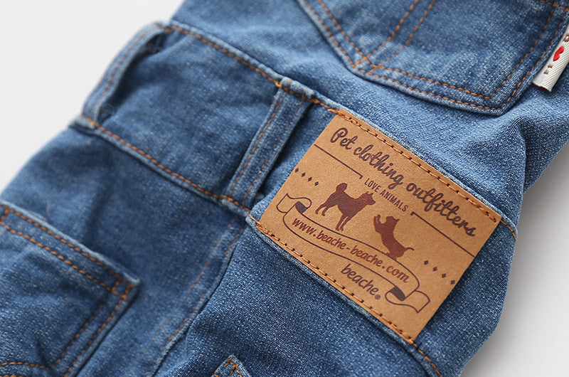 Adjustable Denim Jumpsuit for French Bulldogs - Stylish Pet Clothes for All Seasons