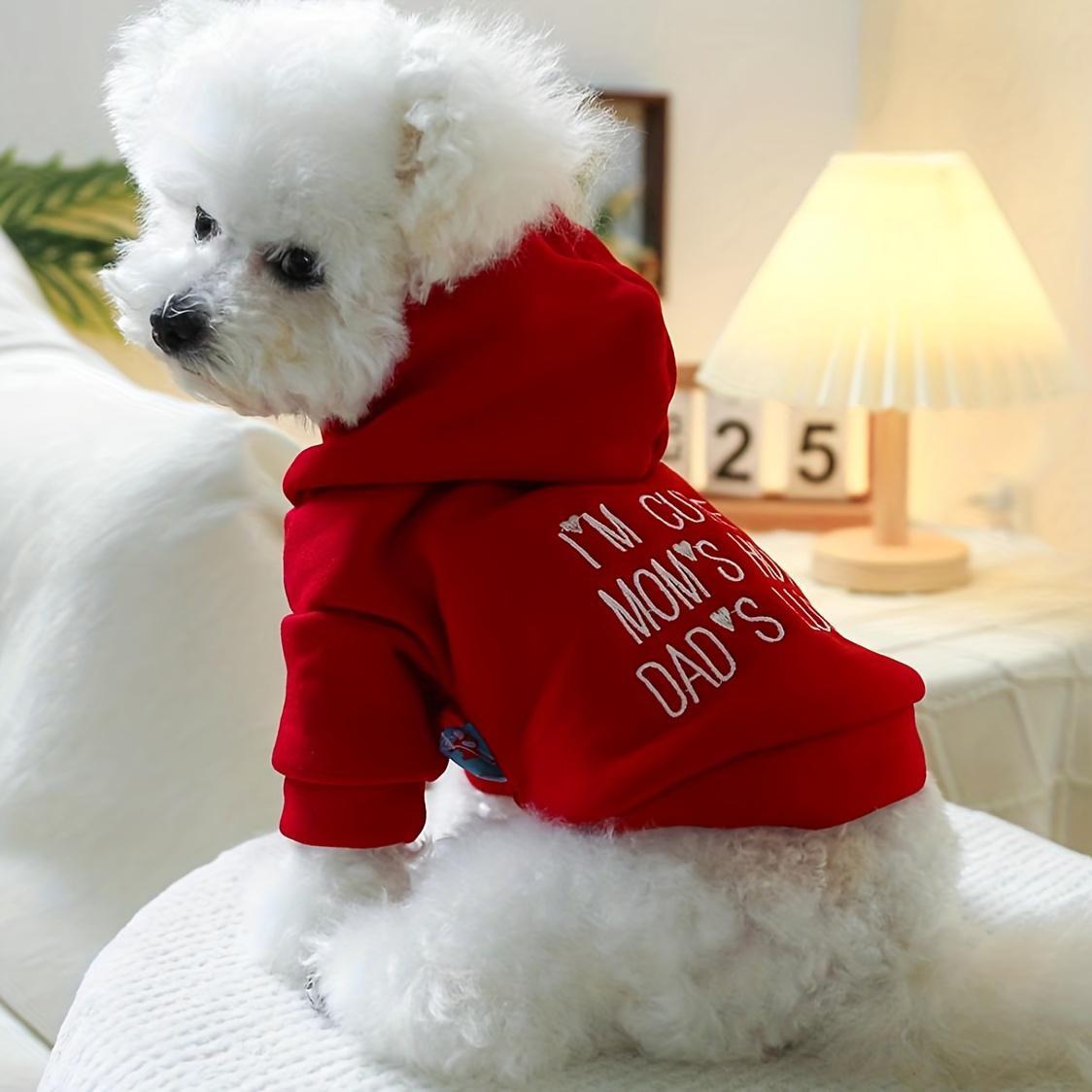 [Comfortable Style] Modern Family Sweatshirt - Red Hoodie for Small Dog Breeds - Autumn and Winter Comfortable Pet Clothes for Puppies, Cats, and Kittens
