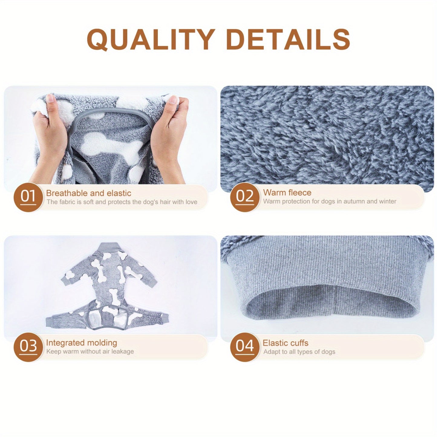 [One-piece Warm Pet Flannel Pajamas] Pet Flannel Pet Pajamas For Medium Large Dogs Soft Winter Warm Dog Hoodie One-piece Warm Pet Clothes Fur Proof Bulldog Clothes S-XXL