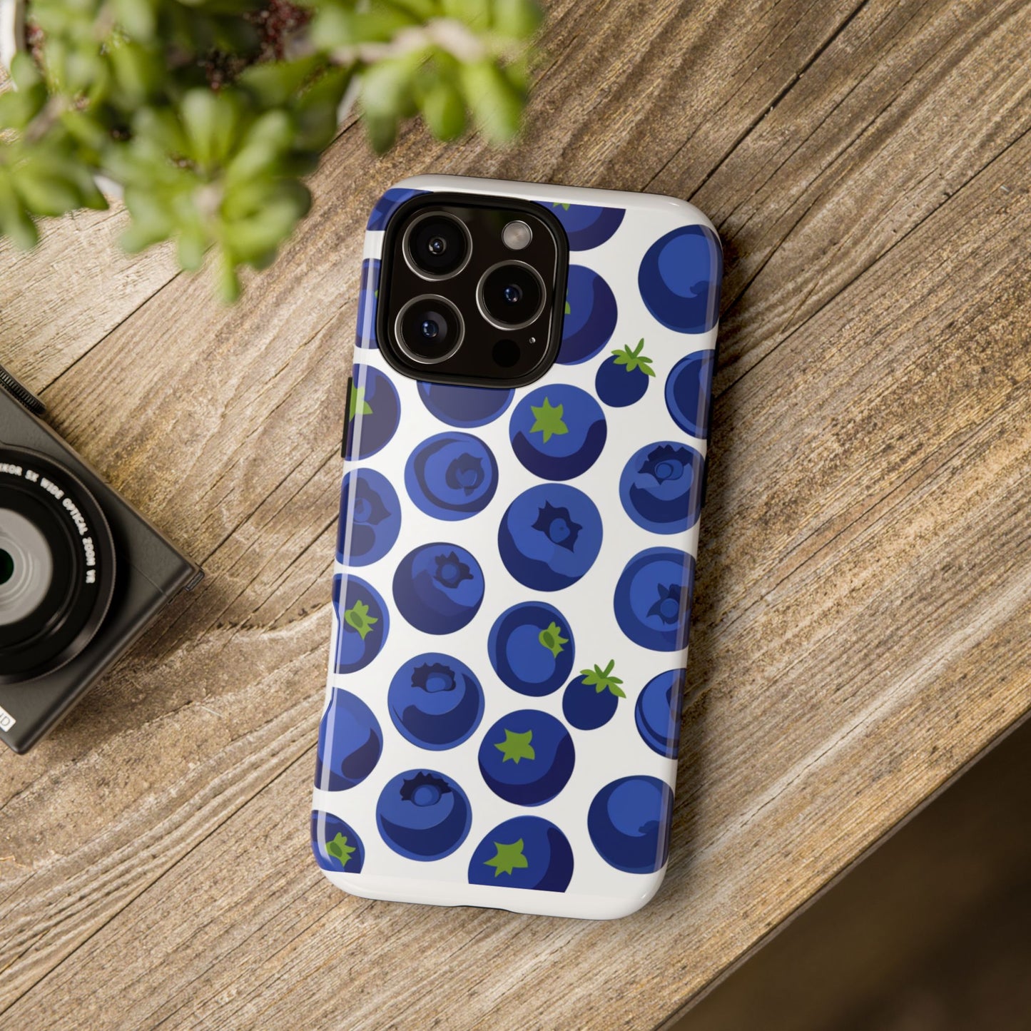 Blueberry Pattern Phone Case, Tough Cases, Fruit Phone Cover, Floral Phone Accessory, Nature Lover Gift, Stylish Tech Decor