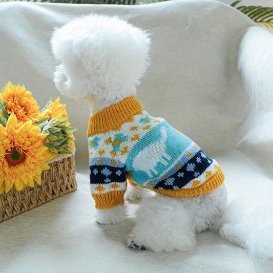 [Jurassic Knitted Pet Sweater Clothes] Jurassic Sweater Dog Clothes Bear Pomeranian Teddy Small Dog Sweater Comfortable Knitted Pet Clothes