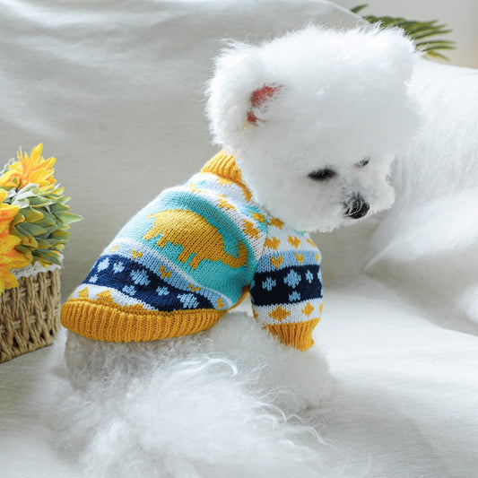 [Jurassic Knitted Pet Sweater Clothes] Jurassic Sweater Dog Clothes Bear Pomeranian Teddy Small Dog Sweater Comfortable Knitted Pet Clothes