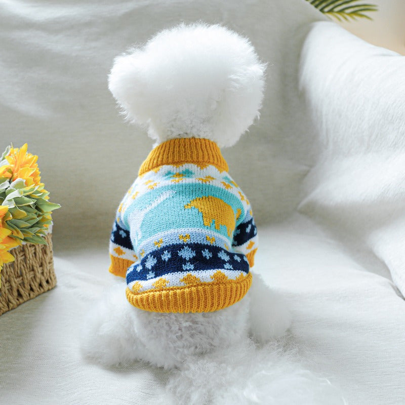 [Jurassic Knitted Pet Sweater Clothes] Jurassic Sweater Dog Clothes Bear Pomeranian Teddy Small Dog Sweater Comfortable Knitted Pet Clothes