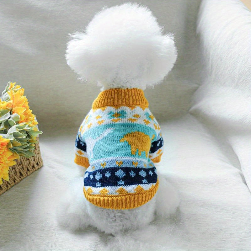 [Jurassic Knitted Pet Sweater Clothes] Jurassic Sweater Dog Clothes Bear Pomeranian Teddy Small Dog Sweater Comfortable Knitted Pet Clothes