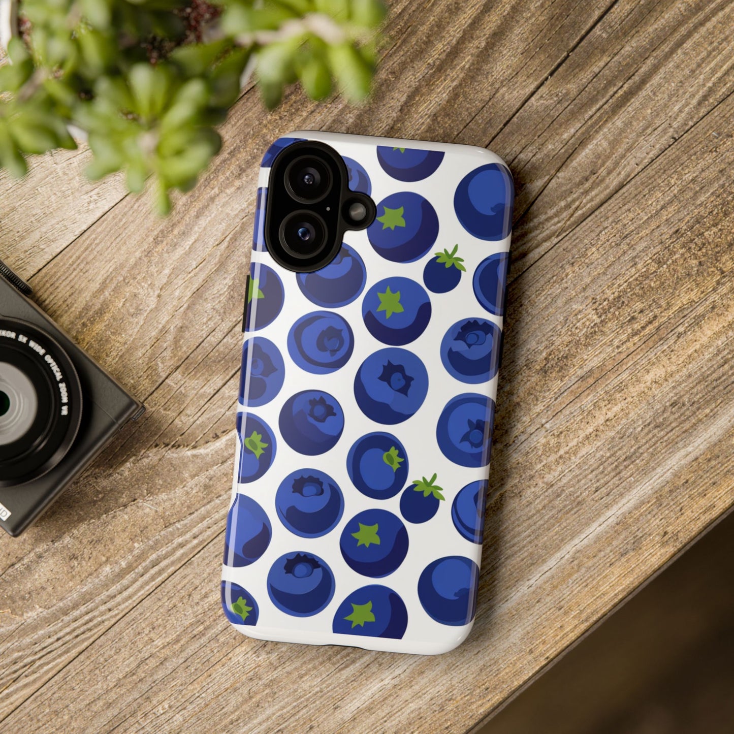 Blueberry Pattern Phone Case, Tough Cases, Fruit Phone Cover, Floral Phone Accessory, Nature Lover Gift, Stylish Tech Decor