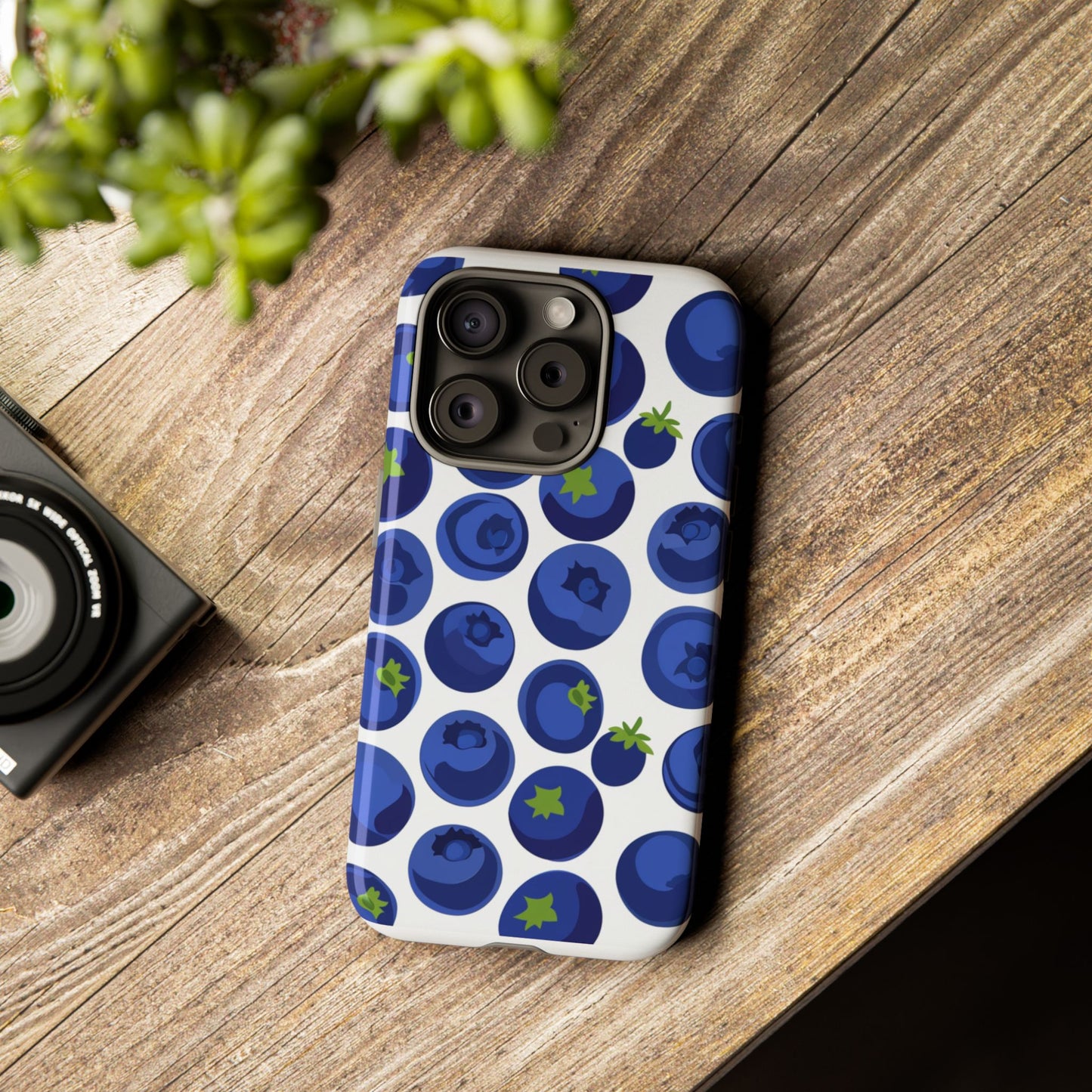 Blueberry Pattern Phone Case, Tough Cases, Fruit Phone Cover, Floral Phone Accessory, Nature Lover Gift, Stylish Tech Decor
