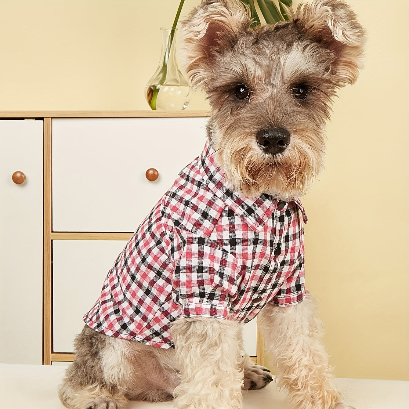 1pc Pet Clothes, Dog Plaid Shirt, Pet Jacket, Puppy Coat, Pet Button Shirt