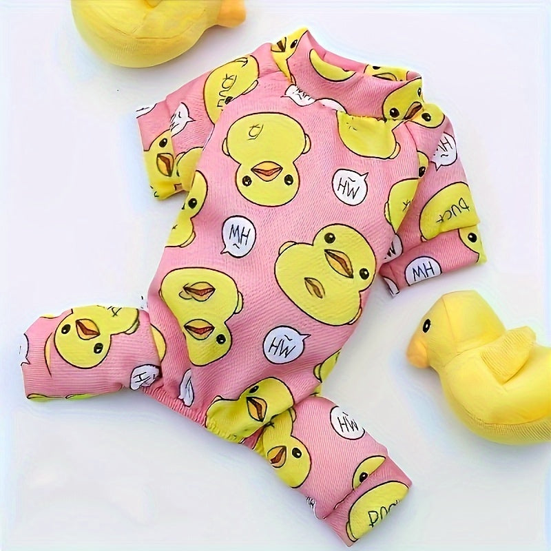 [Cozy Pajama for Cats Dogs] 1pc Duck Print Dog Pajama for Cats And Dogs - Cozy Pet Clothes for A Good Night's Sleep