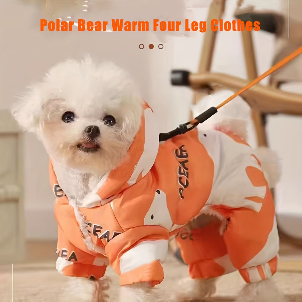 Thickened Waterproof Polar Bear Dog Coat, Knitted Teddy Winter Pet Clothes, Easy Wear and Remove for Small to Large Breeds