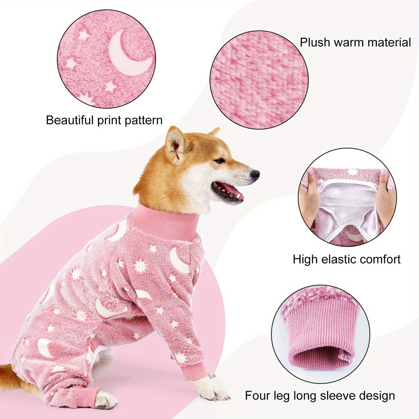 [One-piece Warm Pet Flannel Pajamas] Pet Flannel Pet Pajamas For Medium Large Dogs Soft Winter Warm Dog Hoodie One-piece Warm Pet Clothes Fur Proof Bulldog Clothes S-XXL