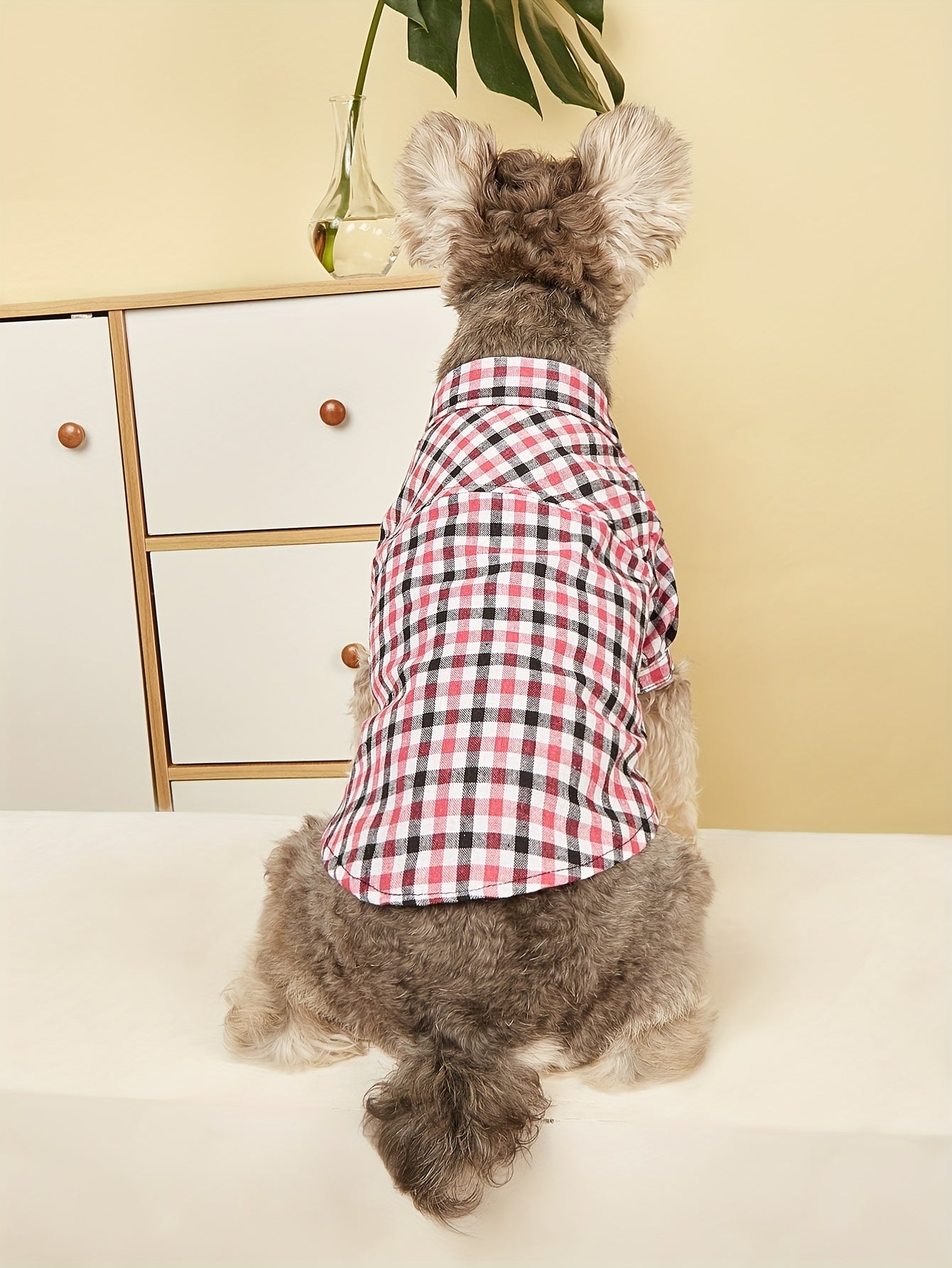 1pc Pet Clothes, Dog Plaid Shirt, Pet Jacket, Puppy Coat, Pet Button Shirt