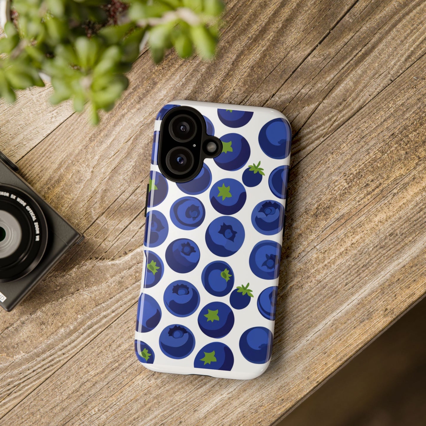 Blueberry Pattern Phone Case, Tough Cases, Fruit Phone Cover, Floral Phone Accessory, Nature Lover Gift, Stylish Tech Decor