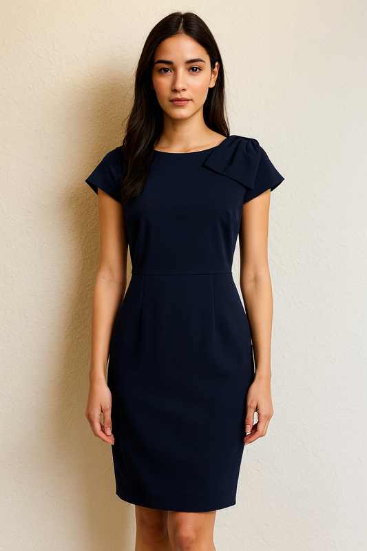 Ted Baker London Navy Bow-Shoulder Sheath Dress – Size 4 (US 6)