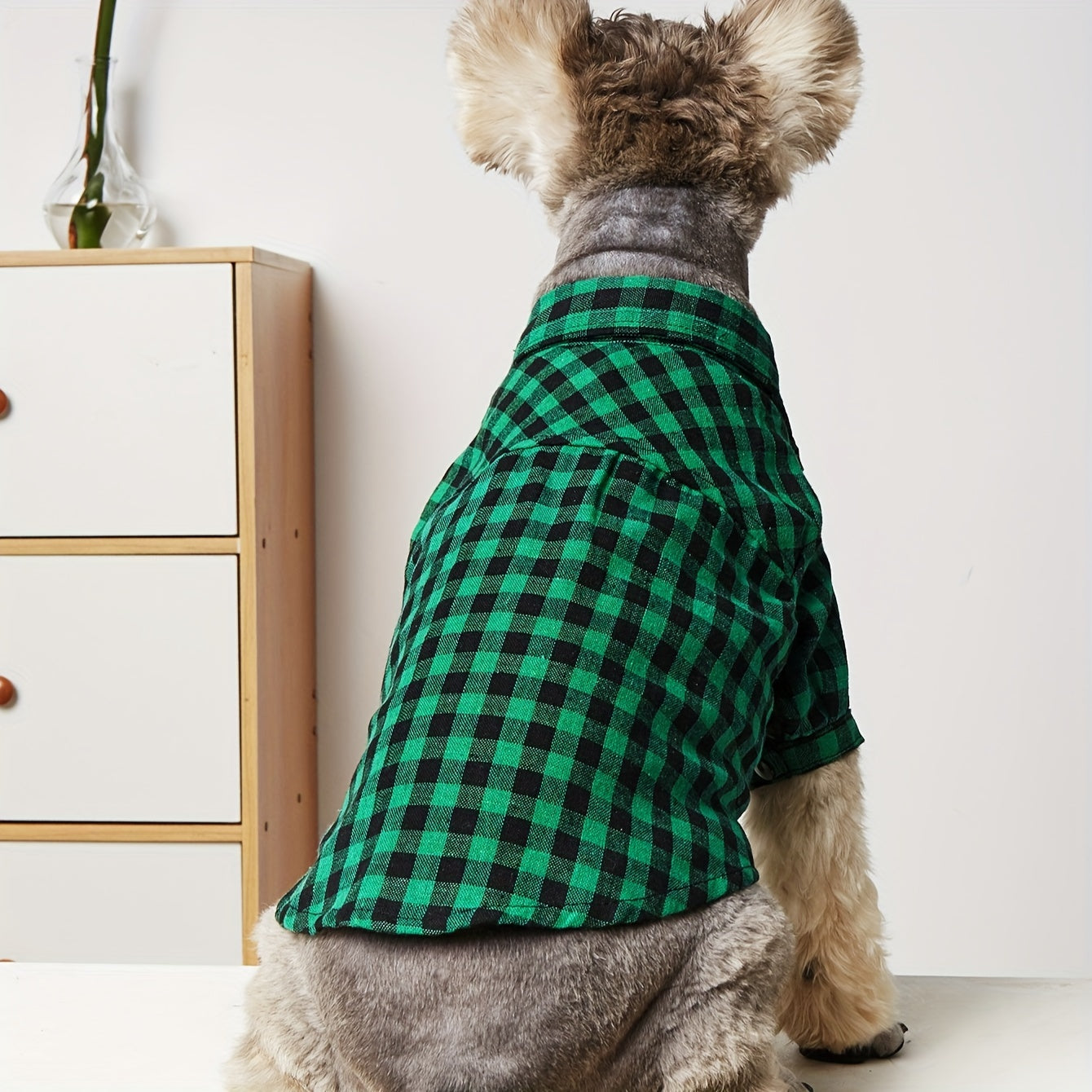 1pc Pet Clothes, Dog Plaid Shirt, Pet Jacket, Puppy Coat, Pet Button Shirt