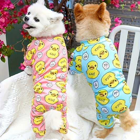 [Cozy Pajama for Cats Dogs] 1pc Duck Print Dog Pajama for Cats And Dogs - Cozy Pet Clothes for A Good Night's Sleep