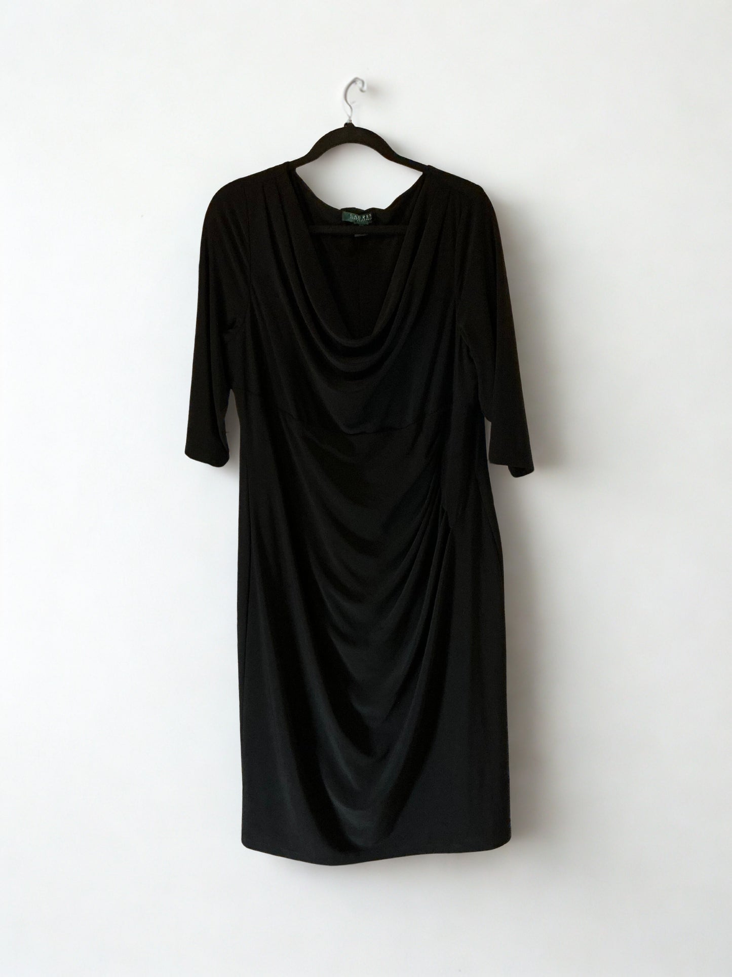 Lauren Ralph Lauren Black Cowl Neck Sheath Dress – Size 16W