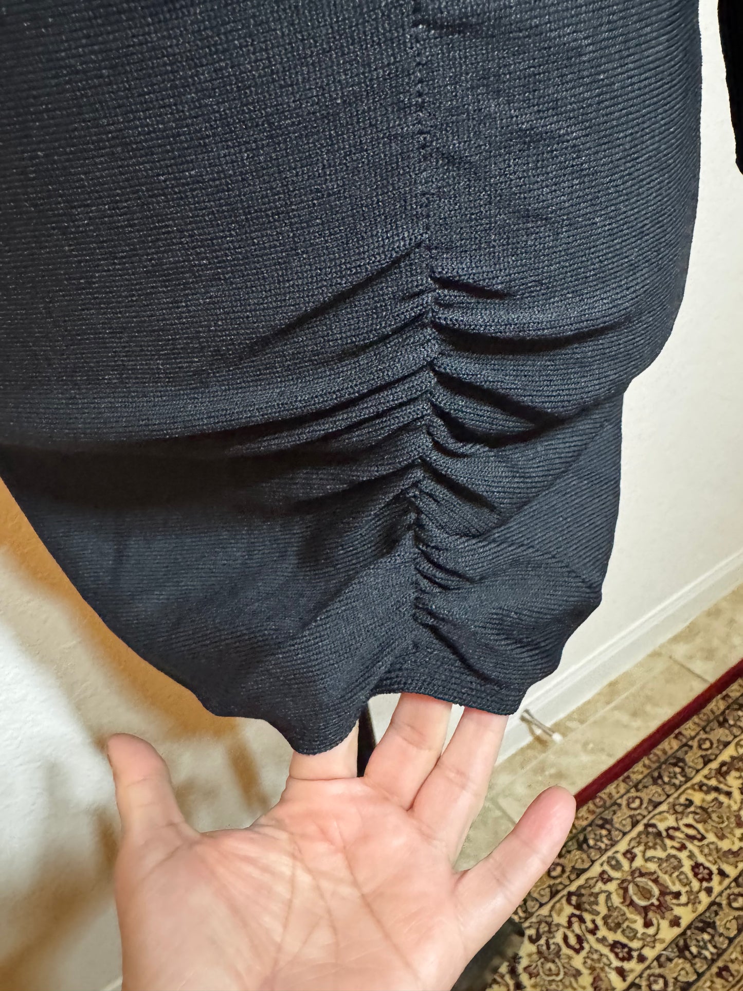 Lovers + Friends Black Ruched Sweater Mini Dress – Size XS