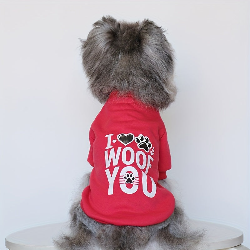 8pcs New Spring/Autumn Cute Plus Velvet Pet Dog Sweater Set, Eight-piece Dog Clothes, Print Design, Patriotic Love Family and Good Friends Dog Festival Clothes, Dog Hooded Sweatshirt, Eight Colors Available at the Same Time,