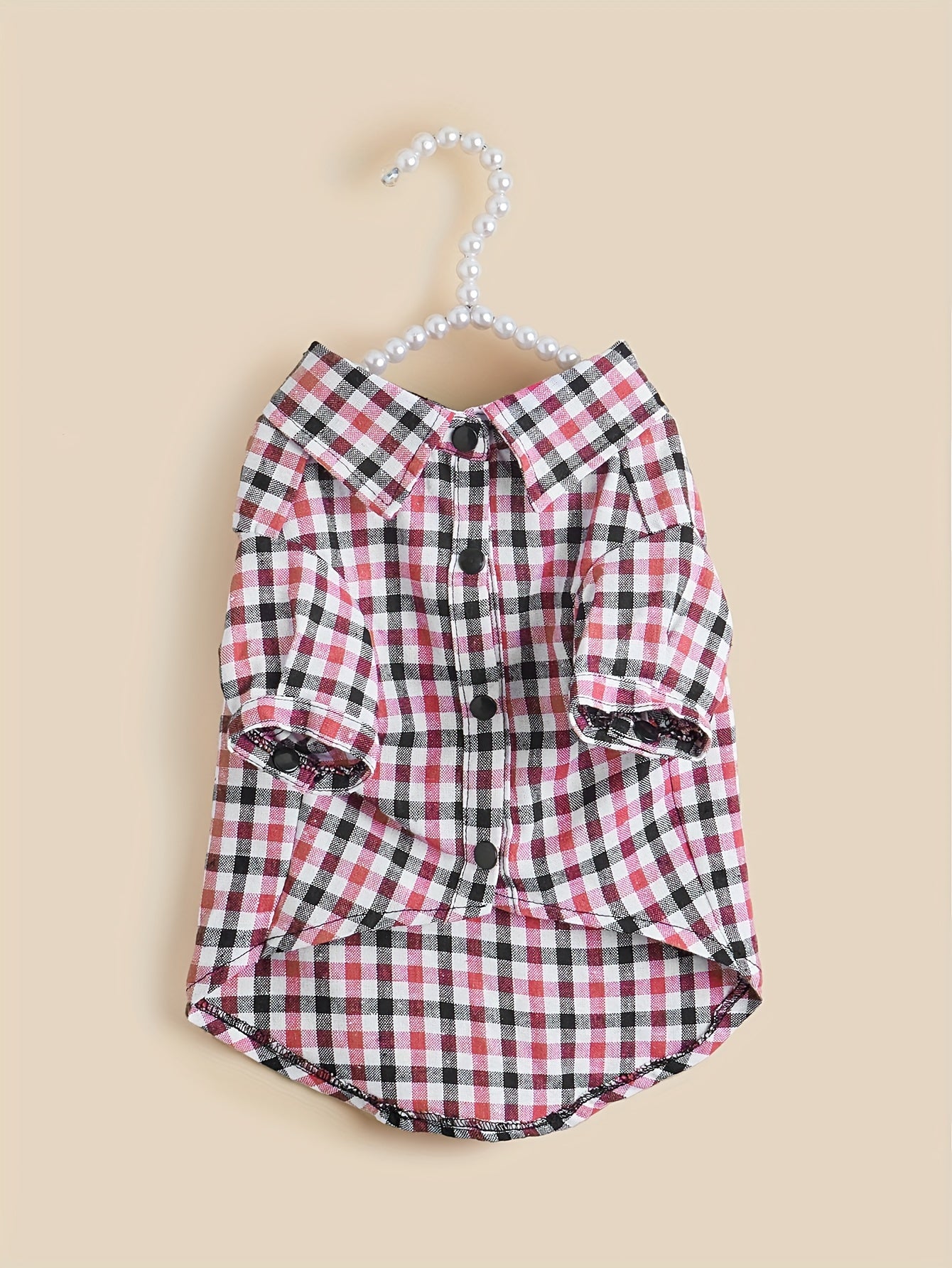 1pc Pet Clothes, Dog Plaid Shirt, Pet Jacket, Puppy Coat, Pet Button Shirt