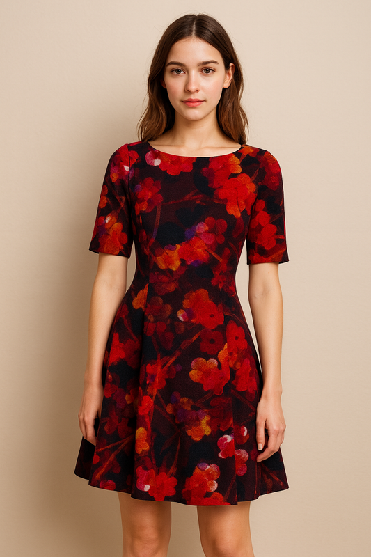 Maggy London Floral Jacquard Fit & Flare Dress size 4