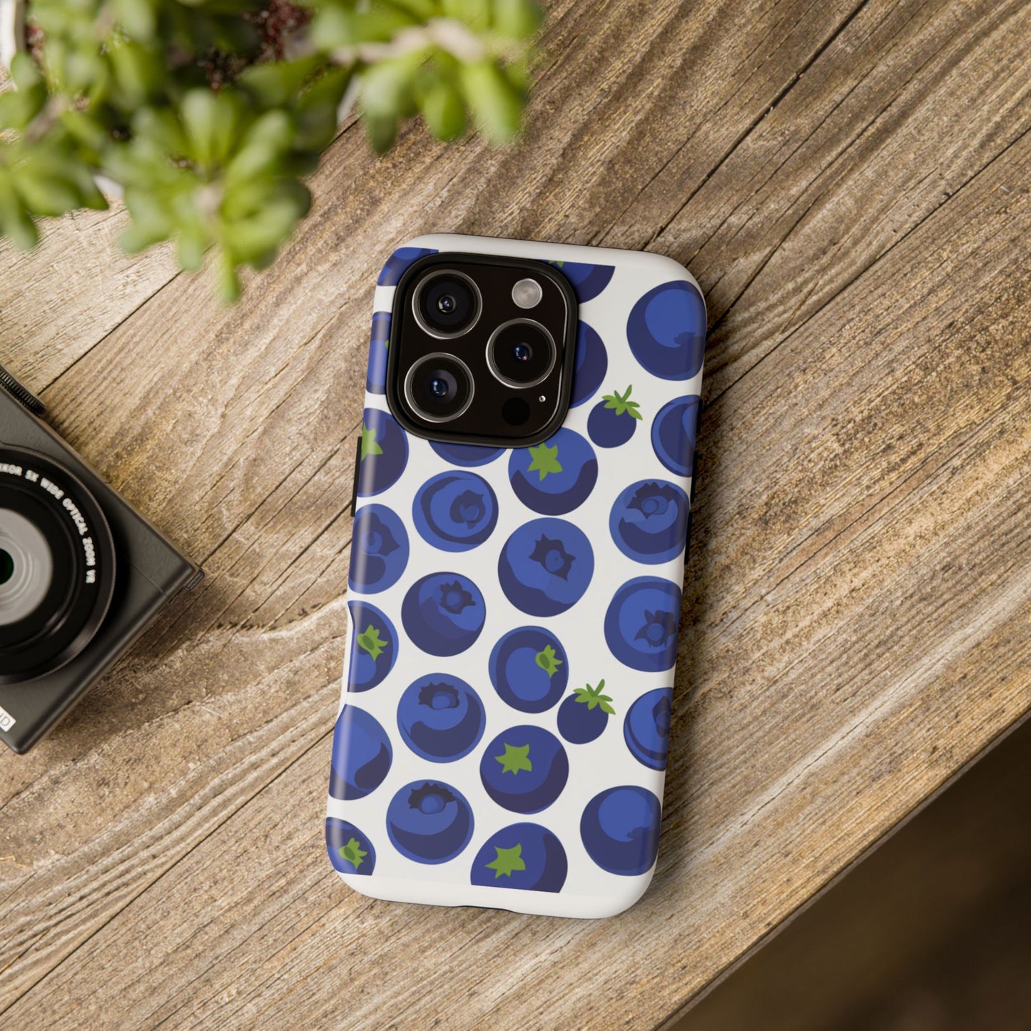 Blueberry Pattern Phone Case, Tough Cases, Fruit Phone Cover, Floral Phone Accessory, Nature Lover Gift, Stylish Tech Decor