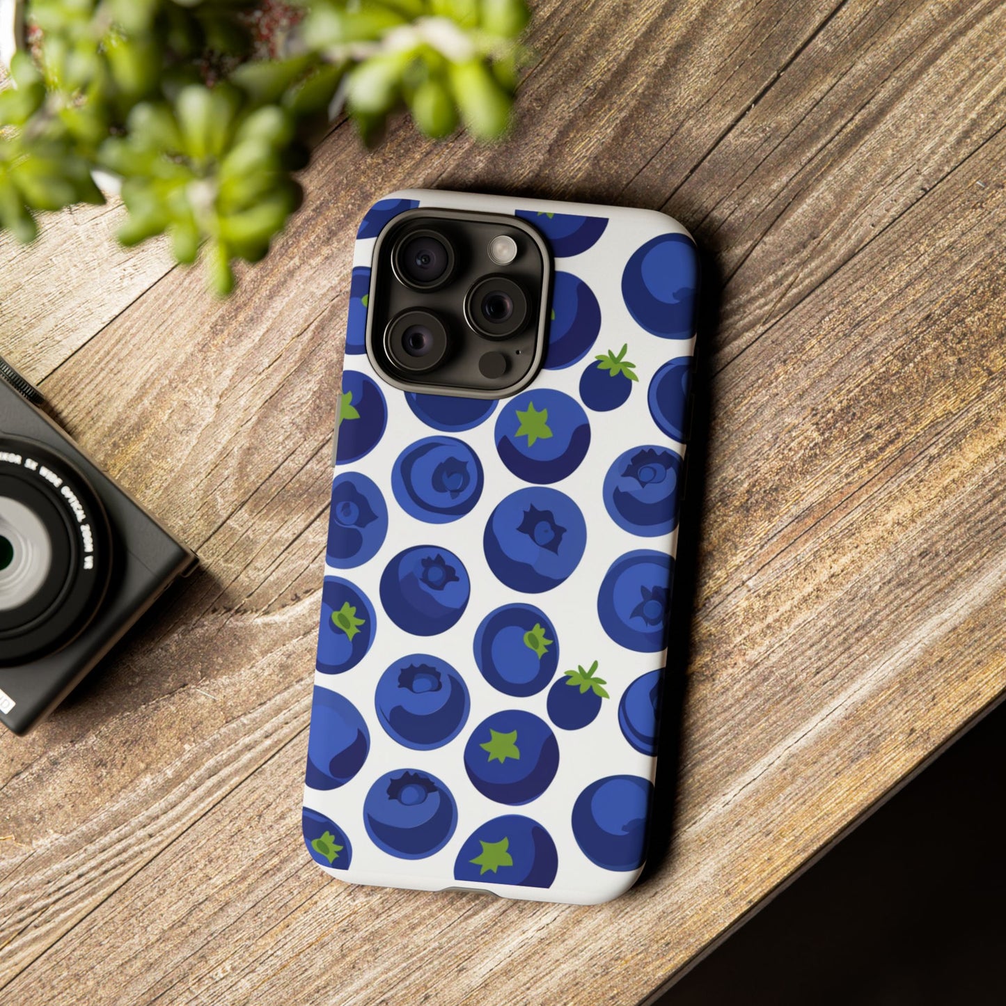 Blueberry Pattern Phone Case, Tough Cases, Fruit Phone Cover, Floral Phone Accessory, Nature Lover Gift, Stylish Tech Decor
